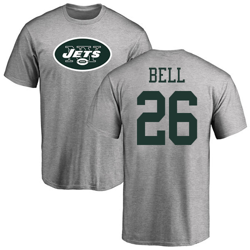 New York Jets Men Ash LeVeon Bell Name and Number Logo NFL Football #26 T Shirt->women nfl jersey->Women Jersey